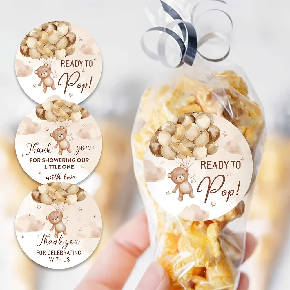 2-Inch Bear Thank You Stickers for Baby Shower - Birthday Party Decorations