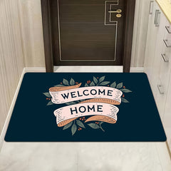Letter Art Area Rug Leaf Pattern Washable Floor Mat for Bedroom Living Room