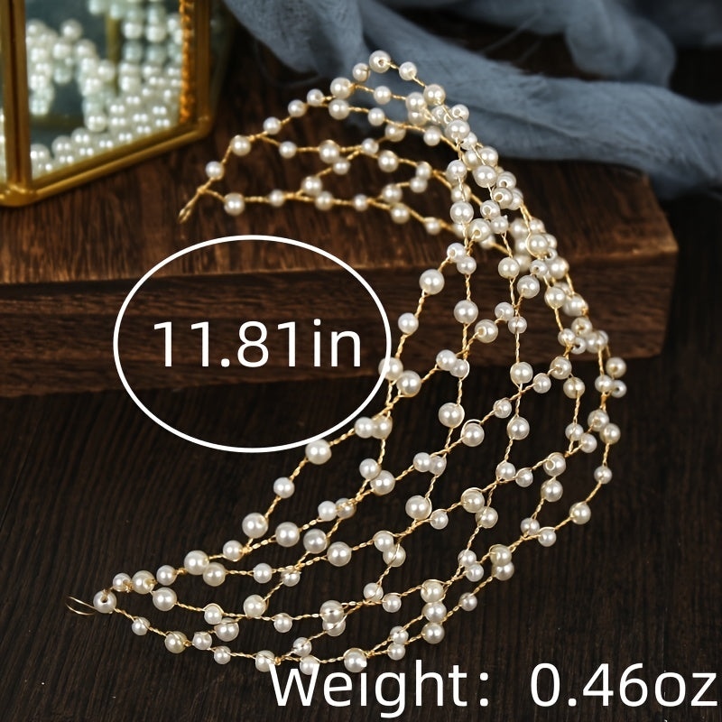 Faux Pearl Hair Tiara Hairband Wedding Accessories For Bride