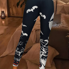 Halloween Print Skinny Leggings High Waist Stretchy Leggings Women's