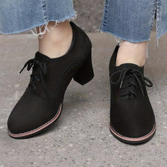 Women's Lace-Up Block Heel Pumps Comfortable Closed Toe Oktoberfest Dress Shoes