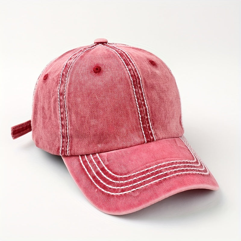 Lined Block Baseball Cap Distressed Craft All match Baseball Cap