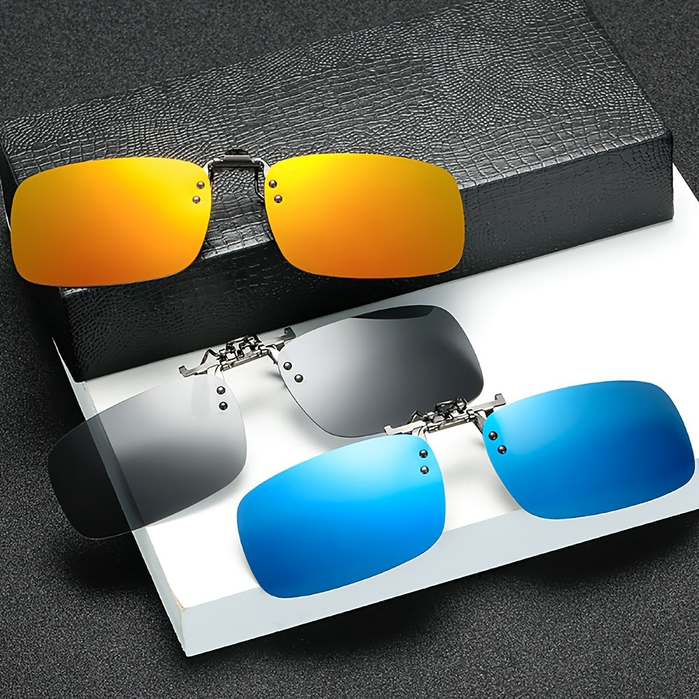 Men's Square Polarized Lens Clip On Sunglasses