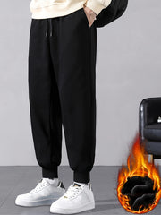 Men's Fleece Sweatpants Stretch Joggers for Winter