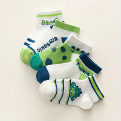 Boys Dinosaur Pattern Ankle Socks Spring Summer 5 Pairs