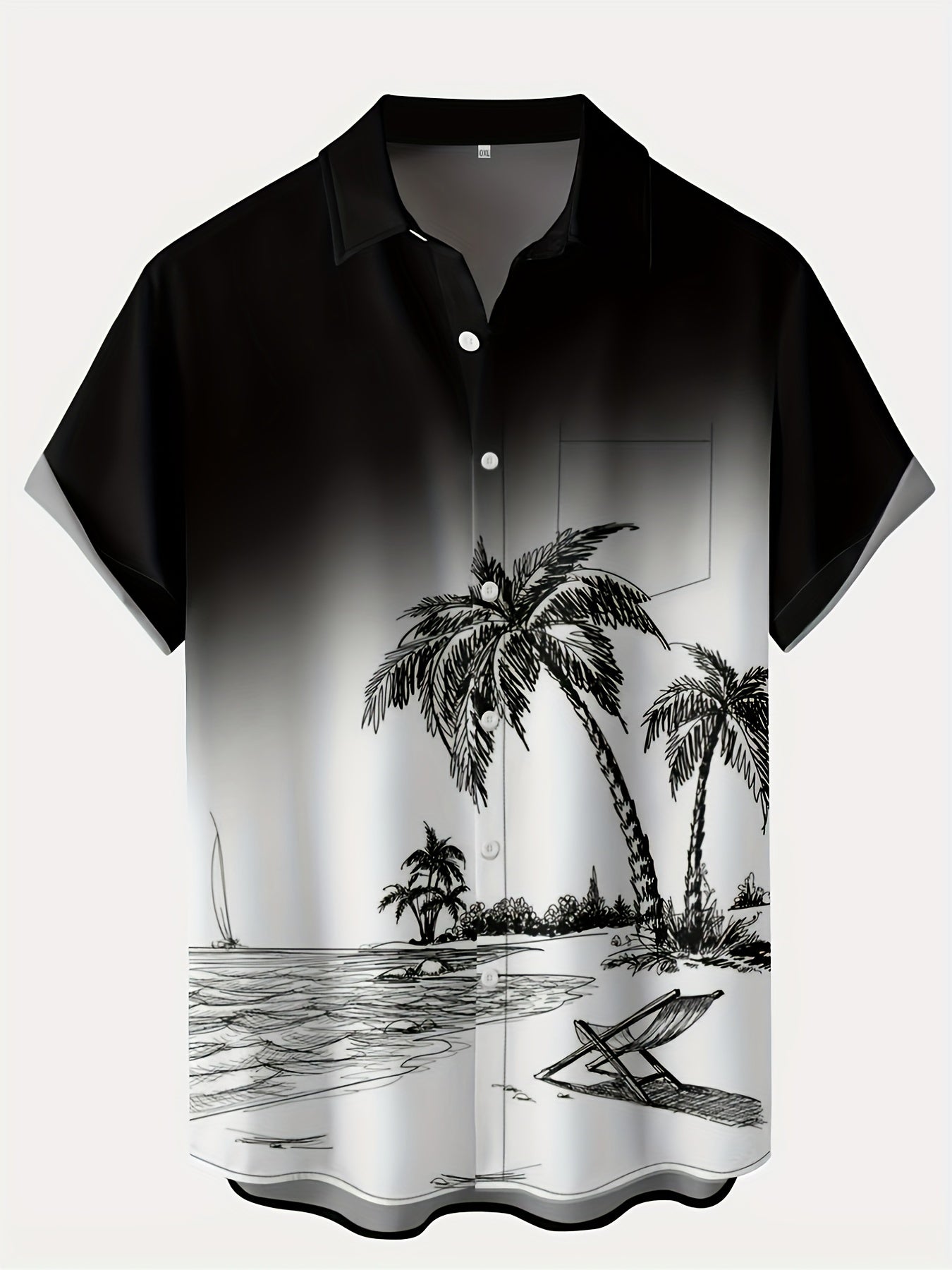 Coconut Tree Hawaiian Print Men's Short Sleeve Shirt for Summer Vacation