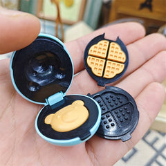 Yellow Dollhouse Waffle Maker Grid Pattern Miniature