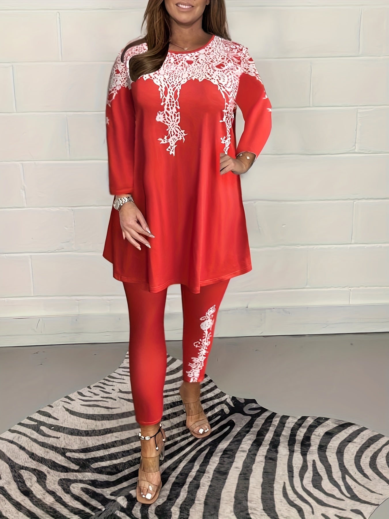 Women's Plus Graphic Print Tee & Leggings Set