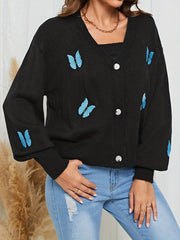 Butterfly Print Knit Two Piece Set Cami Top & Cardigan