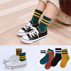 5 Pairs Girls Kids Breathable Comfy Sport Socks Striped Students Socks