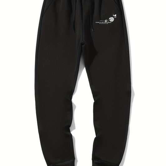 Flower Print Men's Drawstring Sweatpants Loose Casual Jogger Pants