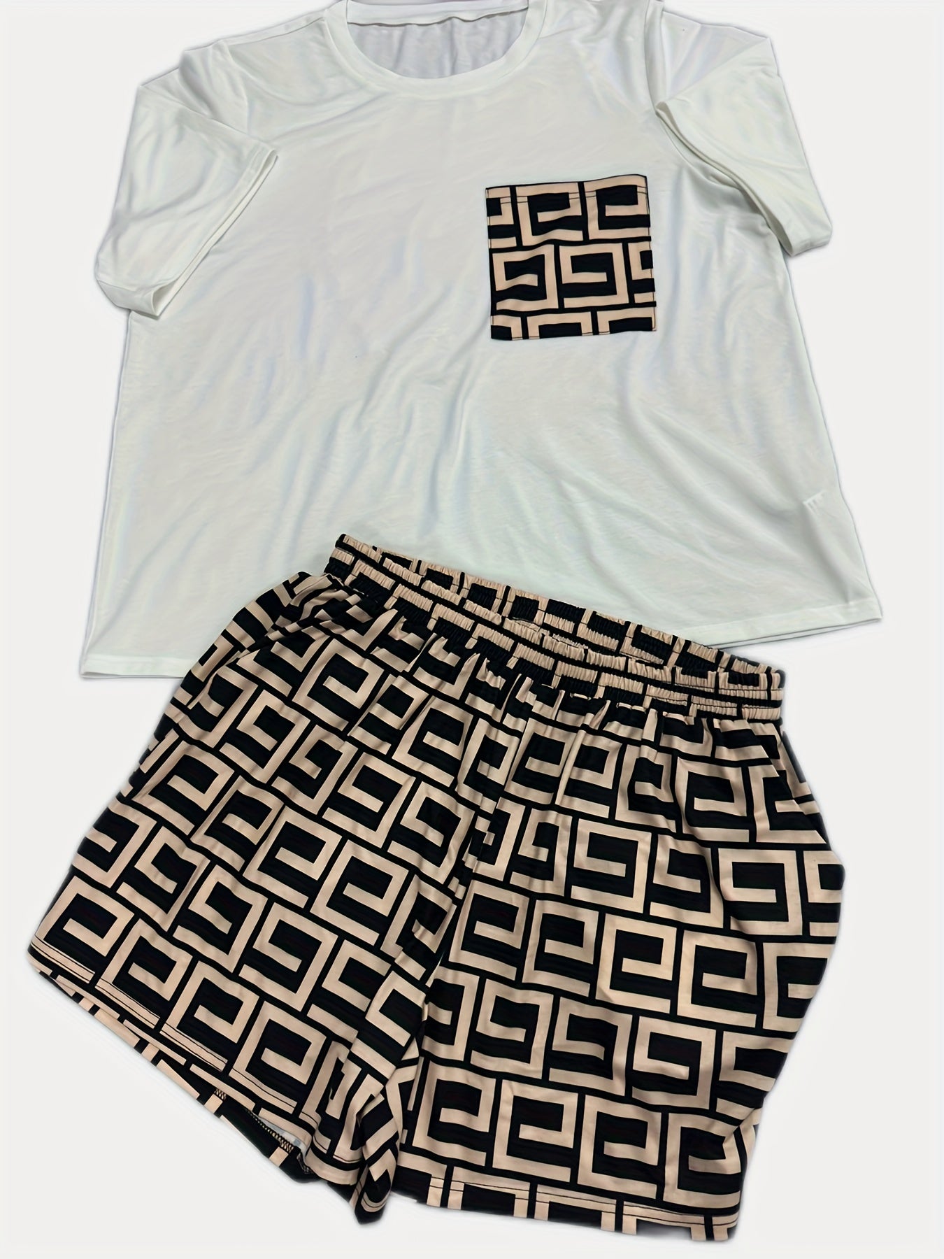 Geo Print Tee & Shorts Set