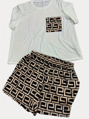 Geo Print Tee & Shorts Set