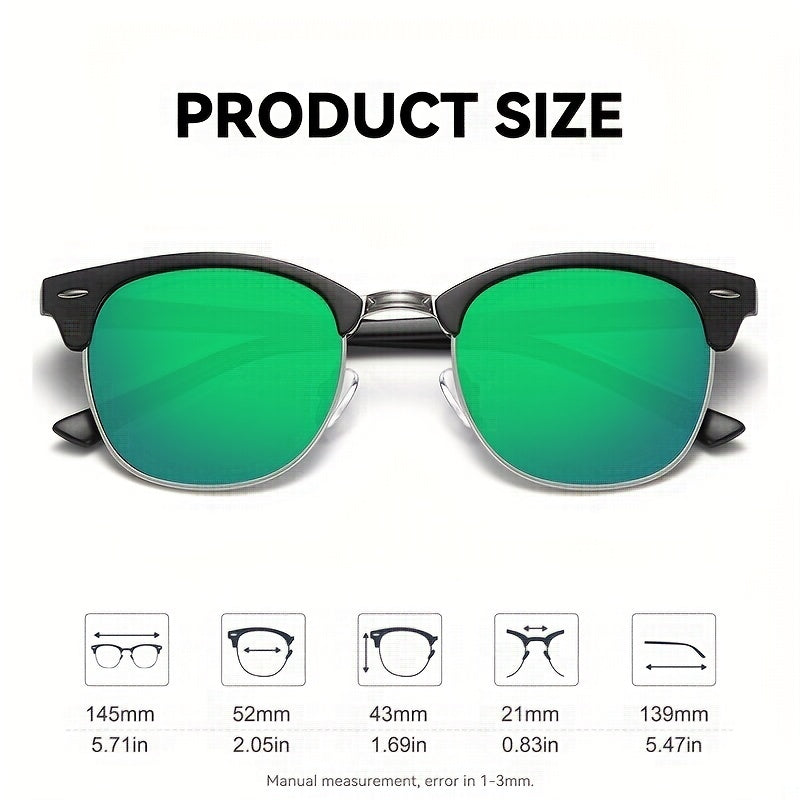 Men's Semi Rimless Polarized Sunglasses UV Protection