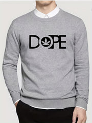 Men's Leaf & Letter Print Knitted Sweater Stretch Long Sleeve Top