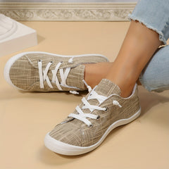 Women's Canvas Lace Up Sneakers Casual Flat Shoes
