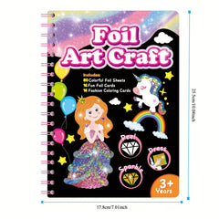 2in 1 Foil Fun Art Kit Kids and Princess Craft DIY Kit Coloring Book Creative