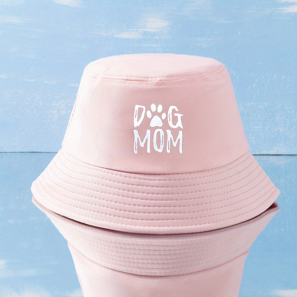 Cotton Bucket Hat Dog Mom Print Lightweight Sunscreen