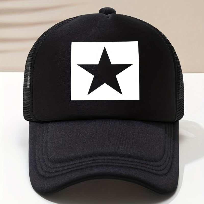 Pentagram Print Baseball Cap Mesh Trucker Hat Adjustable Lightweight Sun Hat