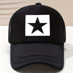 Pentagram Print Baseball Cap Mesh Trucker Hat Adjustable Lightweight Sun Hat