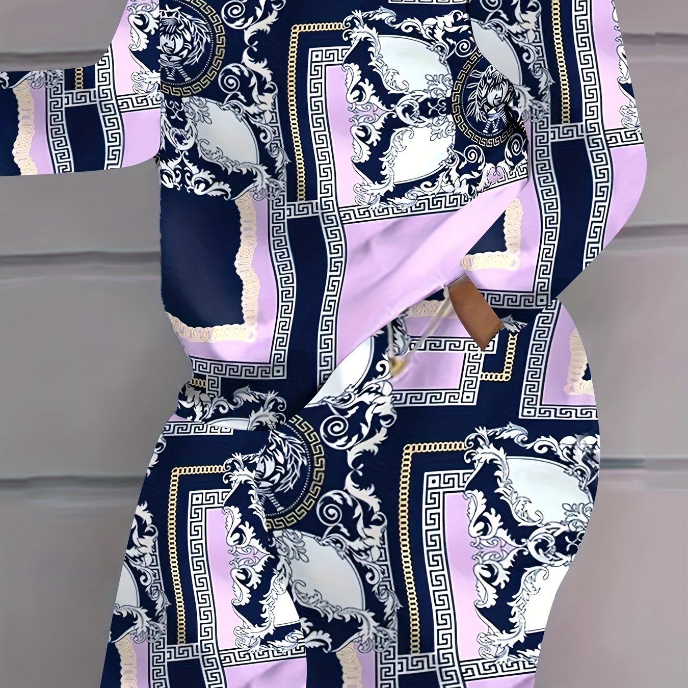Baroque Print Top & Wide Leg Pants Set