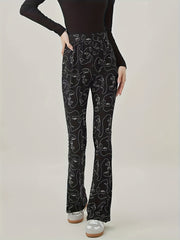 Plaid Print High Rise Yoga Trousers