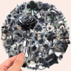 50pcs Rose & Vintage Newspaper Vinyl Stickers Reusable