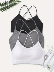 3 Pcs Girls Crisscross Back Sports Bras for 10-14 Years Old