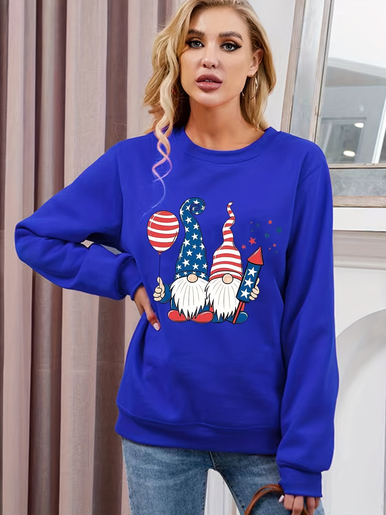 Santa Claus Print Crew Neck Sweatshirt