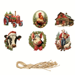 6pcs Christmas Farm Hanging Ornaments Xmas Tree Holiday Parties