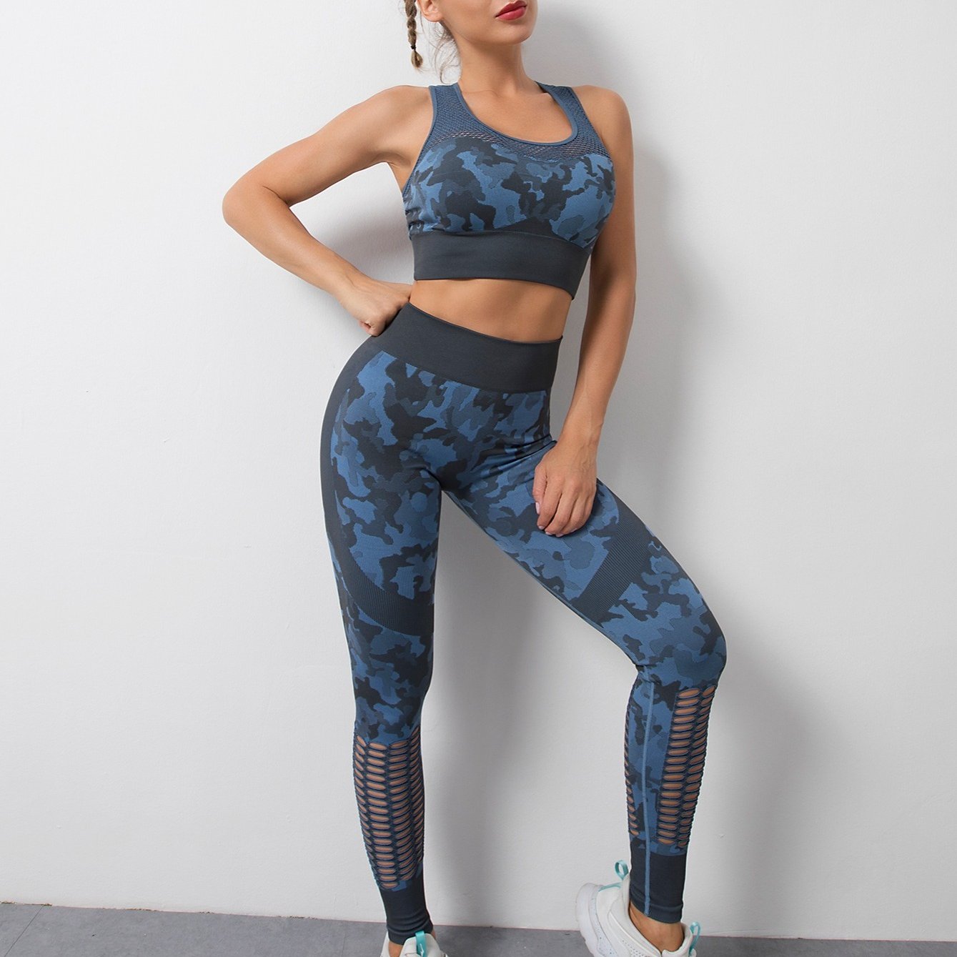 Women's Seamless Tank Top & High Waist Trousers Tracksuit Sports Fitness Set