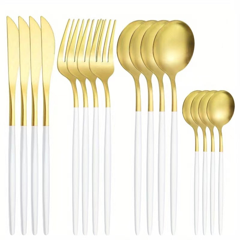 16pcs Stainless Steel Portuguese Tableware Set for 4 Servings