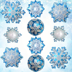 10pcs Large Snowflake Foil Balloons Christmas Snowflake Balloons