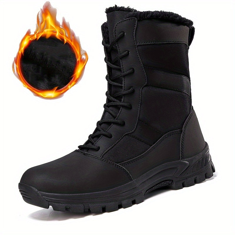 Men's Plush Lined Military Style High Top Boots
