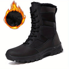 Men's Plush Lined Military Style High Top Boots
