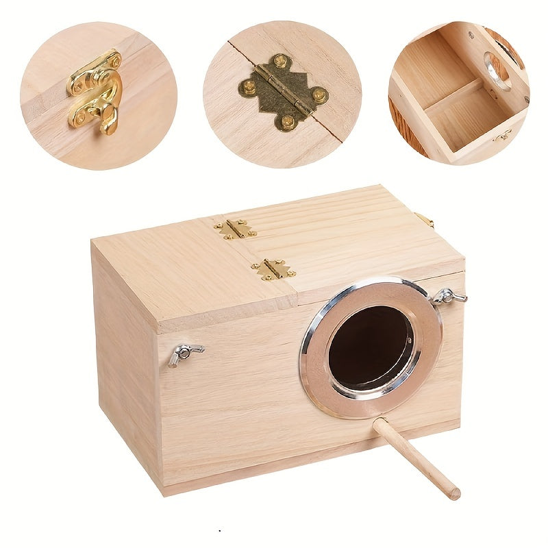 Pet Wood Box For Small Birds Nesting Bird Cage