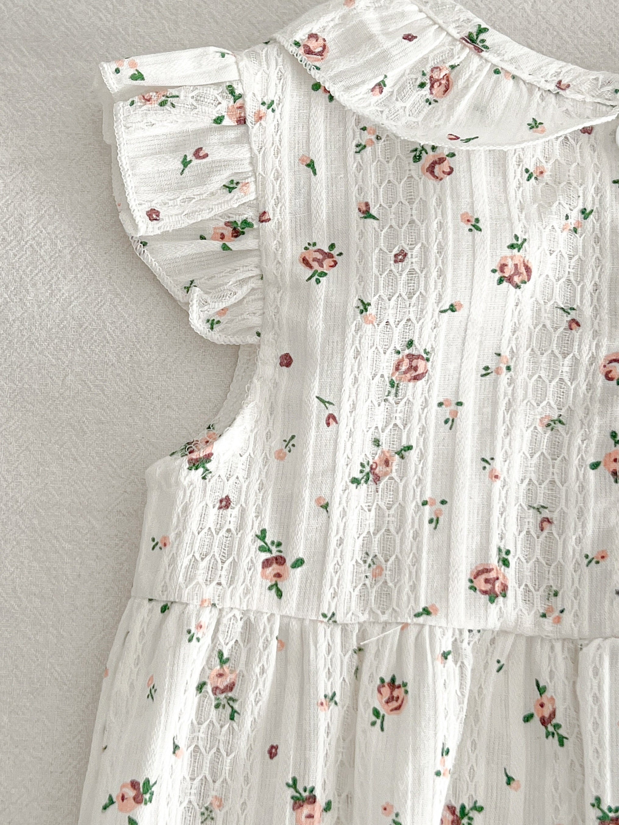 Baby Girls Floral Romper Ruffle Sleeves Summer Rompers
