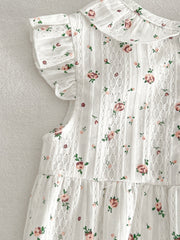 Baby Girls Floral Romper Ruffle Sleeves Summer Rompers