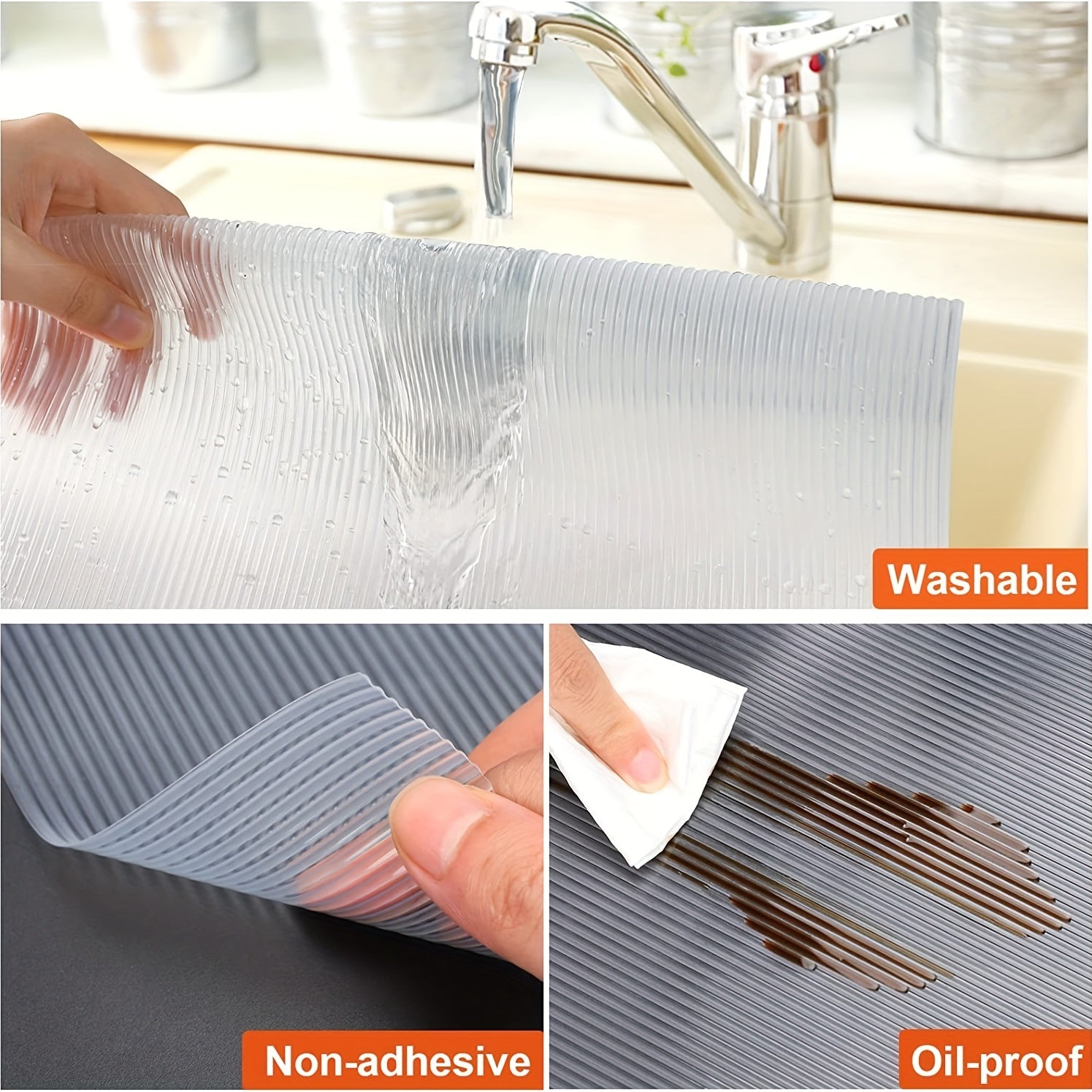 Non Adhesive Drawer Mat 30x609 cm, Waterproof Shelf Liner