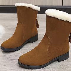 Women's Winter Thick Heel Warm Snow Boots Comfortable Solid Boots