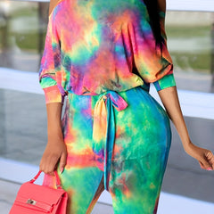 Women's Plus Tie Dye Off Shoulder Jumpsuit