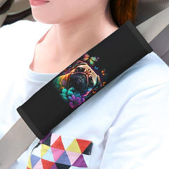 Rainbow PUG Dog Car Seat Belt Cover Soft Safety Shoulder Pad