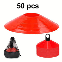 50pcs Soccer Cones w/ Carry Bag & Holder for Sports Training Practice
