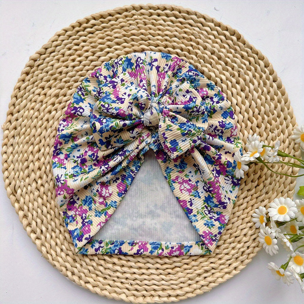 Baby Spring Summer Thin Headband Soft Bow Print Baby Hat Newborns