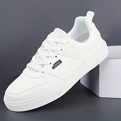 Men's PU Leather Skate Shoes Casual Comfy Lace Up Sneakers