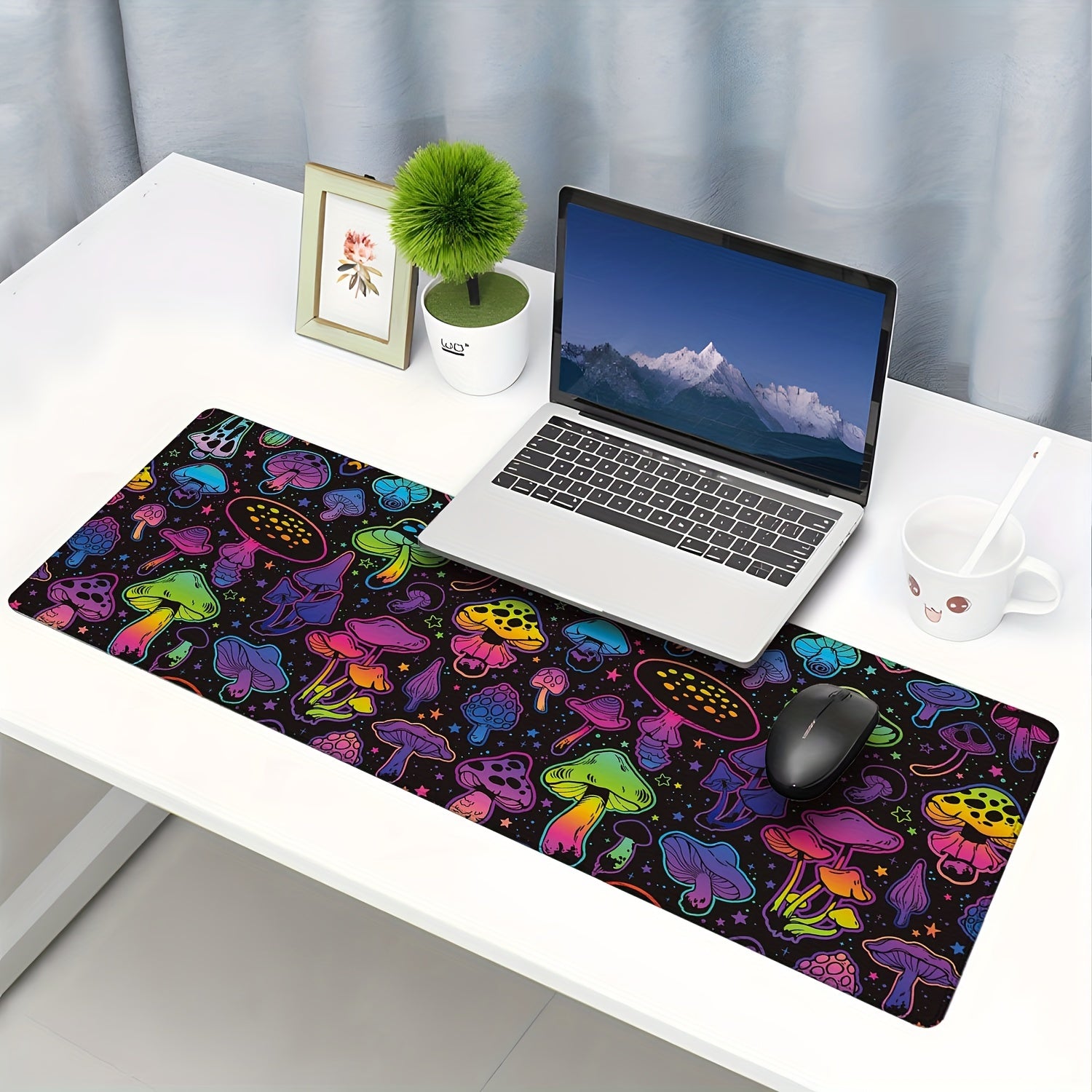 Large Mushroom Star Mouse Pad 11.8x3 Desk Pad Non Slip Rubber