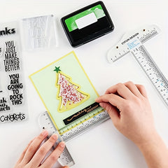 6-Inch T-Shape Acrylic Transparent Ruler - Crafting, Scrapbooking, Drafting