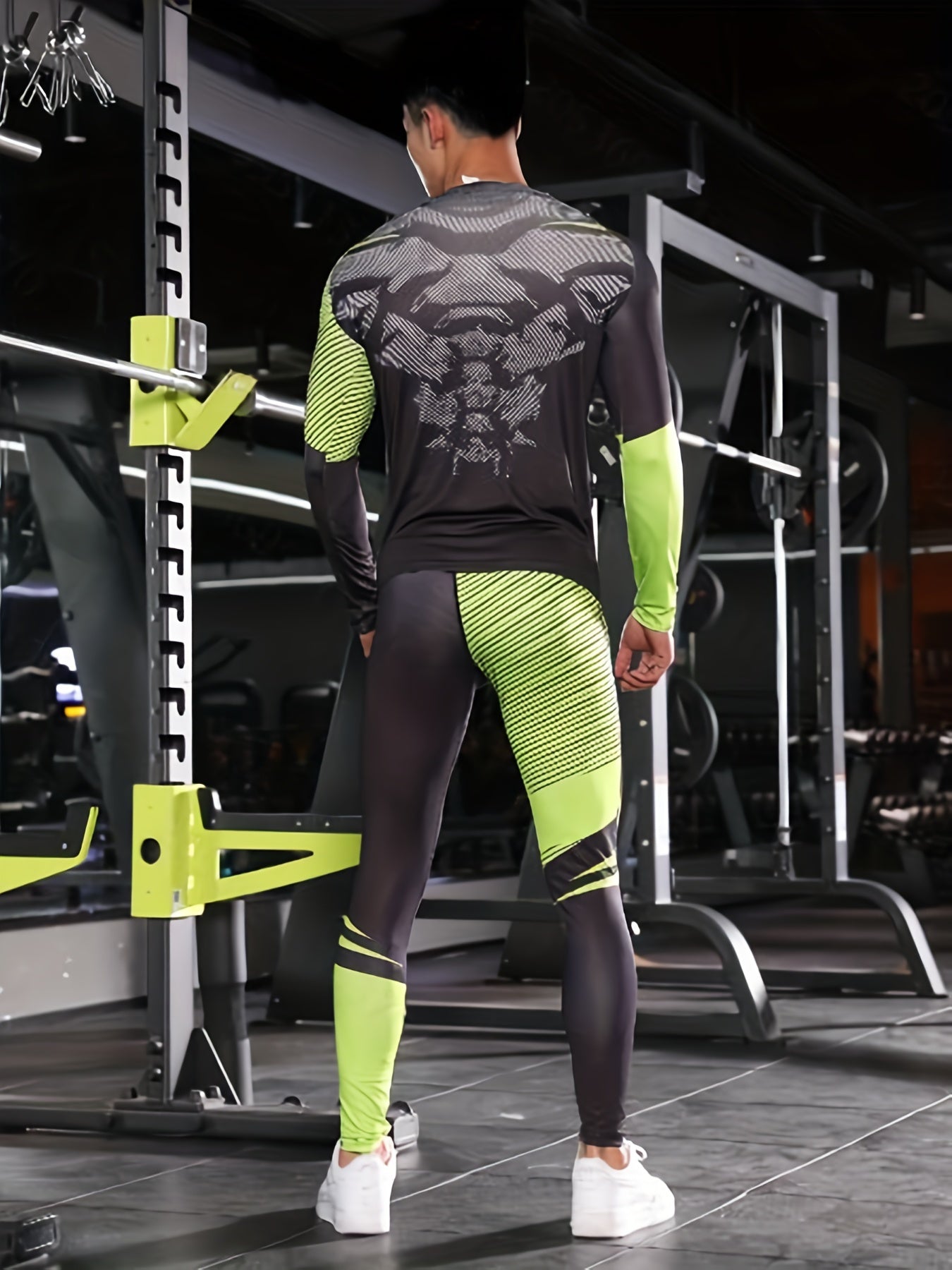 2pcs Men's Camo Sweatshirt & Leggings - Quick Dry & High Stretch