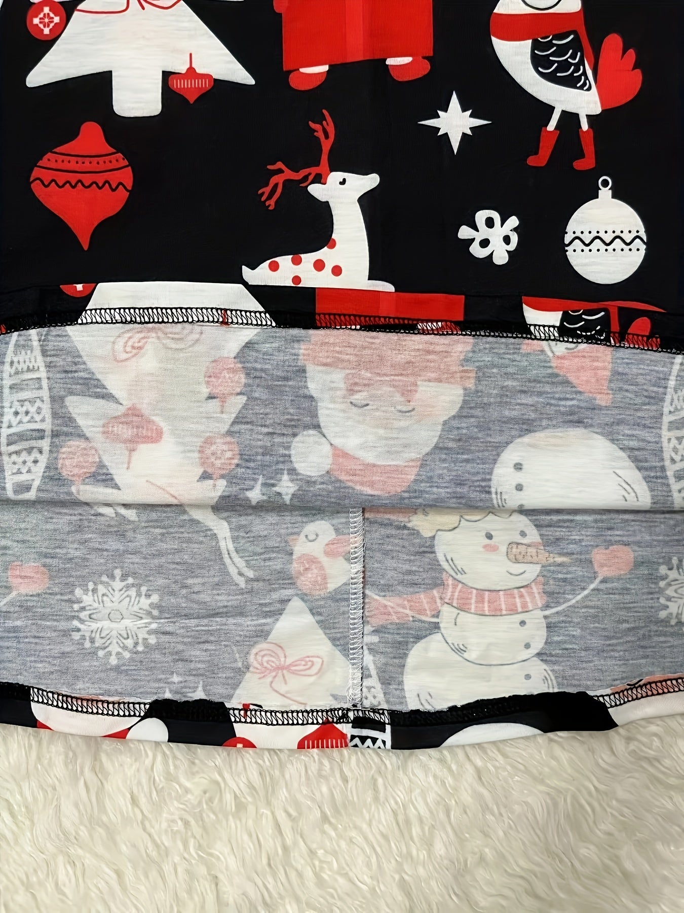 Christmas Dress Women's Plus Santa Claus & Snowman Print Long Sleeve