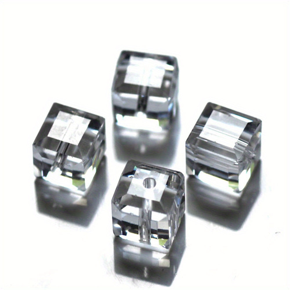 6mm Cube Crystal Glass Spacer Beads for Jewelry Making